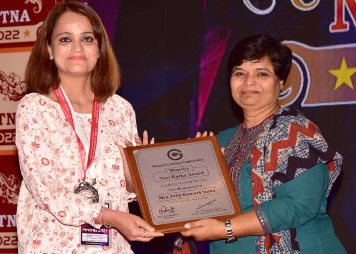 Priti Sinha honored with Bhartiya Ratna Award