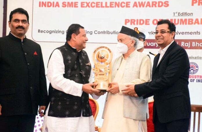 Uday Adhikari honored with 'India SME Excellence Award-2021' by Governor Bhagat Singh Koshyari