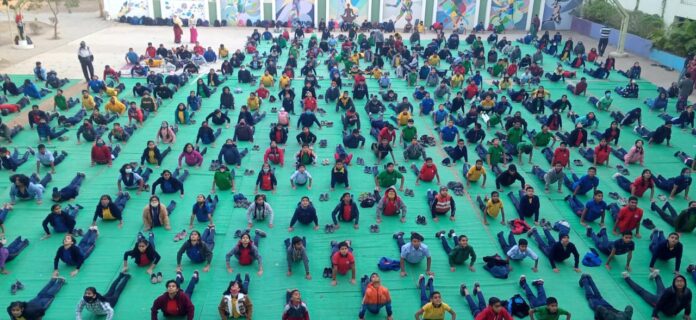 Students of Kashinath Palod Public School make a new record by doing 81582 Suryanamaskar