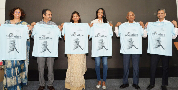 P V Sindhu unveils the T-shirt for L V Prasad Eye Institute’s Whitathon Run