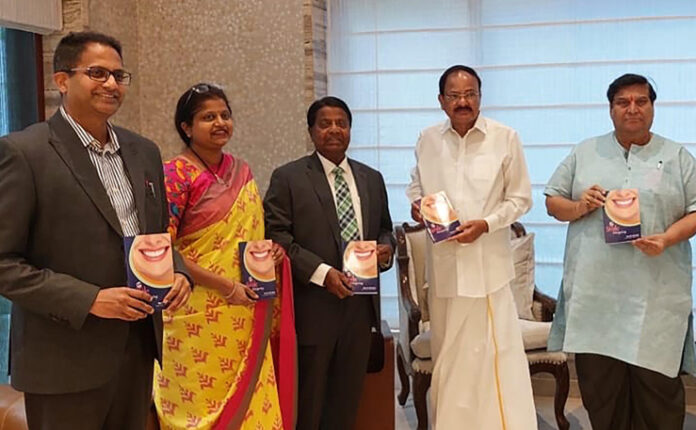 HE Sri M. Venkaiah Naidu, Vice President of India, releases ‘SMILE DESIGNING’ book authored by eminent dentist Prof. Dr. M.S. Gowd!