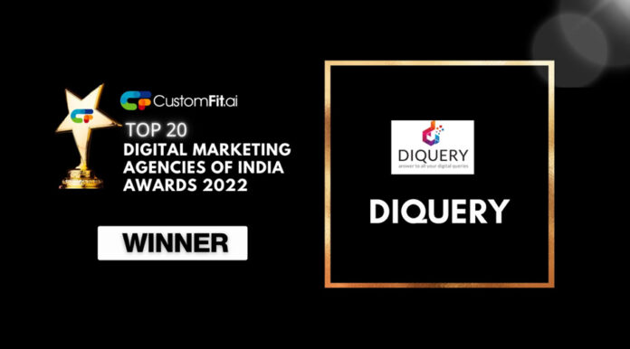 Diquery Digital has been recognised by CustomFit. ai as one of the Top 20 Digital Marketing Agencies in India
