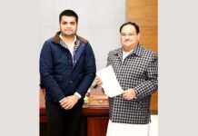 Recently appointed Chairman of GCNI Shubham Chaudhary meets BJP National President JP NADDA Recently appointed Chairman of GCNI Shubham Chaudhary meets BJP National President JP NADDA