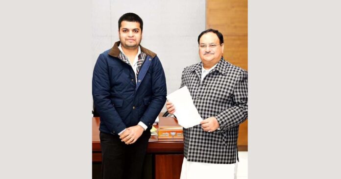 Recently appointed Chairman of GCNI Shubham Chaudhary meets BJP National President JP NADDA