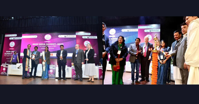 Adesh Gupta honored at the largest MHM summit organized by Gramalaya at NDMC Convention Centre, New Delhi