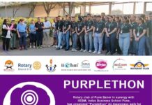Significant participation of youth in Purplethon EPILEPSY AWARENESS (WALK FOR A CAUSE) Purplethon, EPILEPSY AWARENESS, WALK FOR A CAUSE, Rotary Club of Pune Baner, Indian Institute Of Education & Business Management, Indus Champs School, special walkathon, Balewadi, Rotarian Manjoo Phadke,