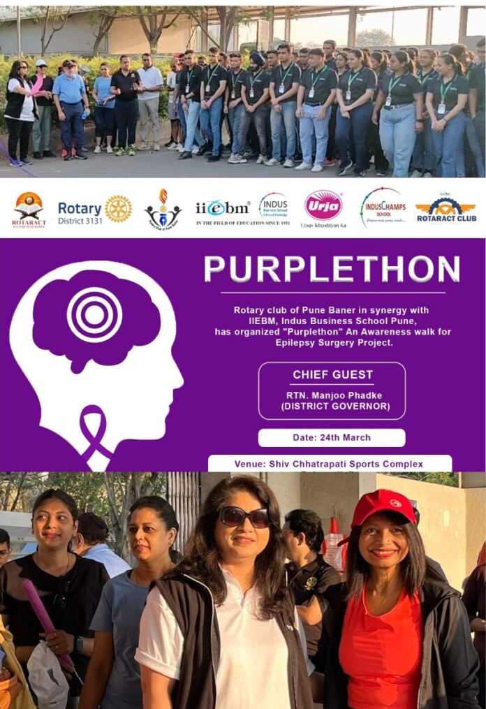 Purplethon, EPILEPSY AWARENESS, WALK FOR A CAUSE, Rotary Club of Pune Baner, Indian Institute Of Education & Business Management, Indus Champs School, special walkathon, Balewadi, Rotarian Manjoo Phadke,