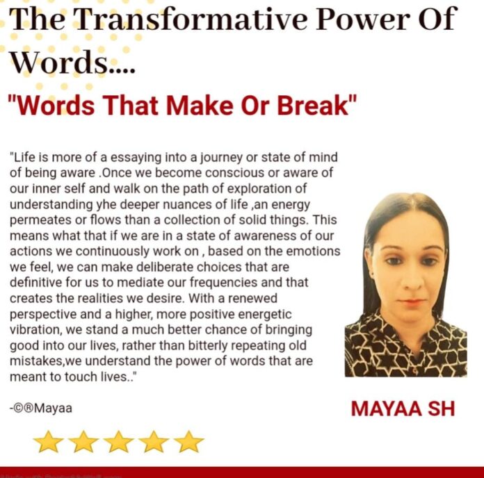 Mayaa SH, Transformative Power of Words, contemporary literature and women’s empowerment,