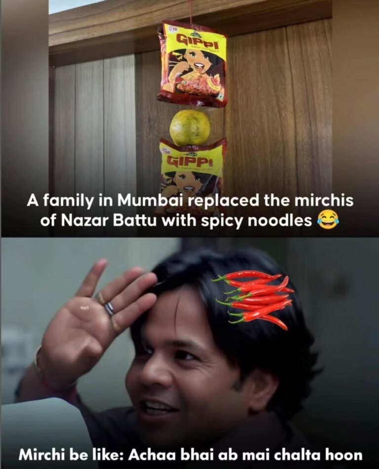 Netizens hilariously react over the unique nazar battu created using spicy noodles
