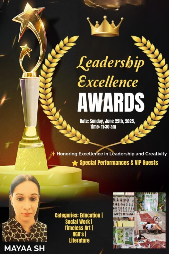 Mayaa SH, Leadership Excellence Award 2025, prominent Indian feminist activist, authoress, poetess, social reformer, public intellectual,