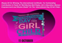 Mayaa SH Bags The International Certificate For Outstanding Contribution For “Beti Bachao Beti Padao and Mission Shakti”