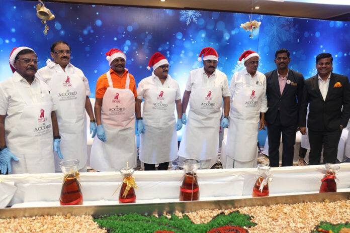Festive Cheer Begins at Accord Metropolitan with Grand Cake Mixing Ceremony Accord Metropolitan, Chennai, Venkatesh Bhat, Celebrity Chef, Accord Hotels and Resorts, Christmas Cake Mixing Ceremony,