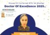 Mayaa SH Conferred With Yet Another Doctor Of Excellence 2025 Mayaa SH, Doctor Of Excellence 2025, Mayaa Devi, Mayaa Tai, Lady Gandhi of the 21st century,