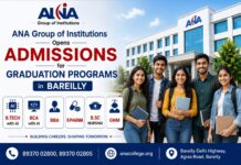 ANA Group of Institutions Opens Admissions for Graduation Programs in Bareilly — B.Tech with AI, BCA with AI, BBA, B.Pharma, B.Sc Nursing, and GNM ANA Group of Institutions, Graduation Programs in Bareilly, B.Tech with AI, BCA with AI, BBA, B.Pharma, B.Sc Nursing, GNM